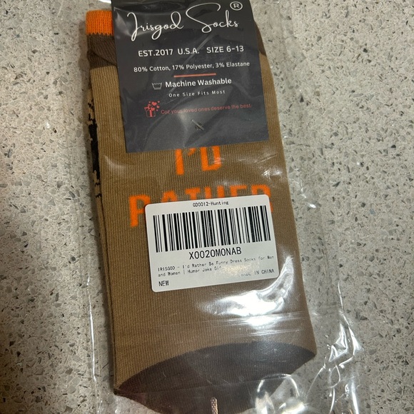 “I’d Rather Be Hunting” Brown Socks by Irisgod socks Men’s 6-13 New - Picture 4 of 4
